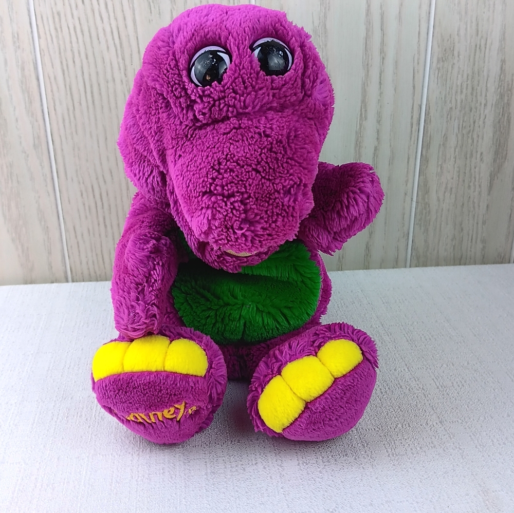 Barney 12” Plush vintage 90s The Lyons Group Hand Puppet purple dinosaur toy